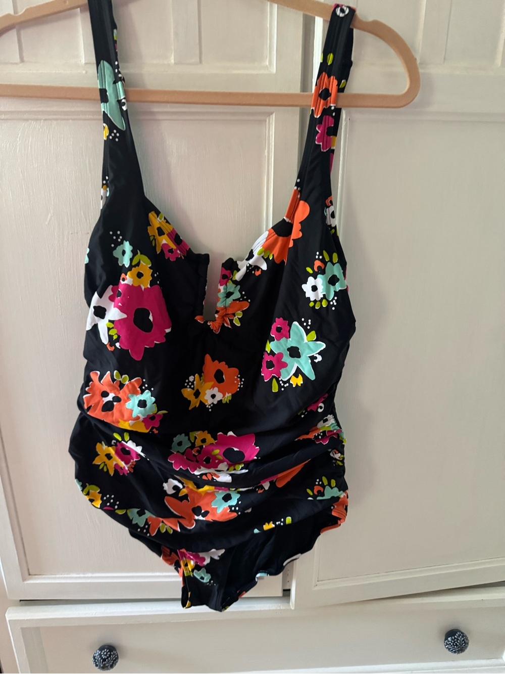 Black Floral One-Piece Swimsuit